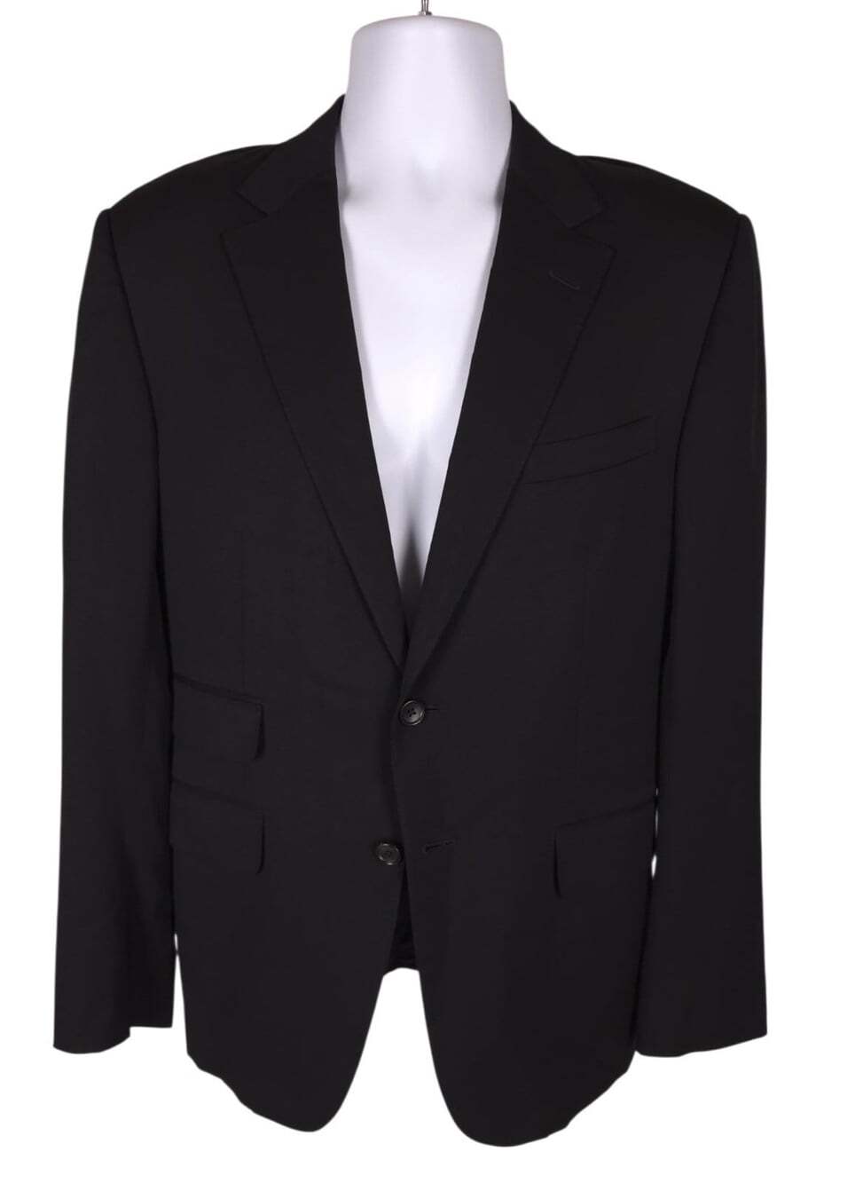 Gucci Wool Suit Jacket US 40R EU 50R Mens Black Logo Buttons $2950